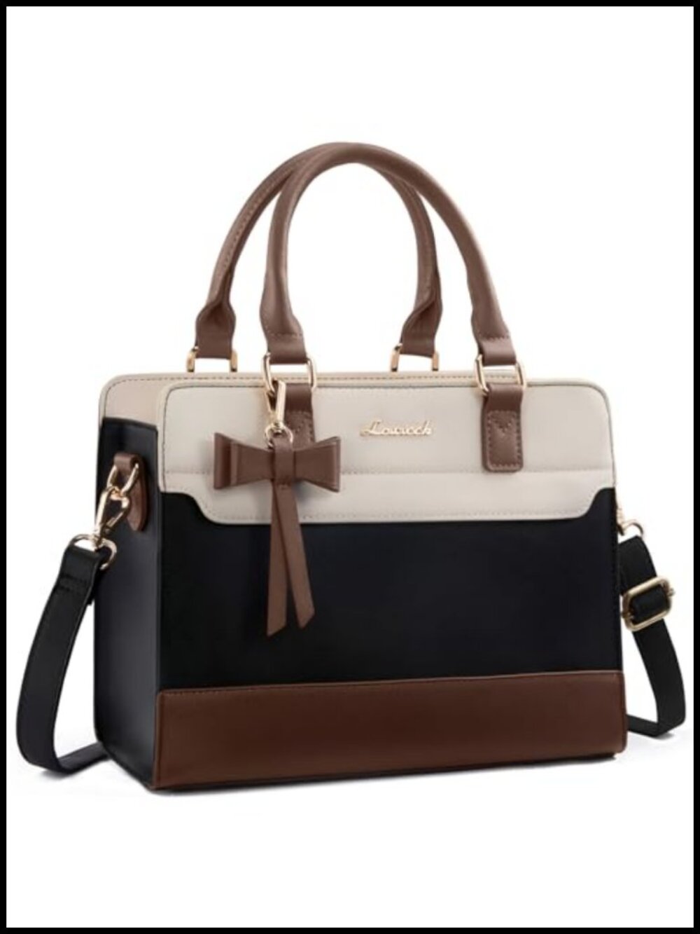 LOVEVOOK Cross-grain PU Leather Satchel Tote Purse